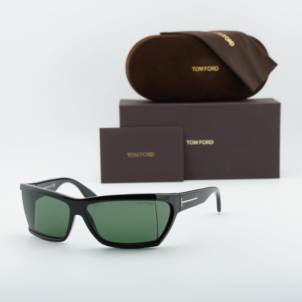 Tom Ford FT0401 SASHA 01N Rectangle Sunglasses - Black/Green